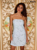 Della Lace Strapless Mini Dress - Blue - Mini Dresses
