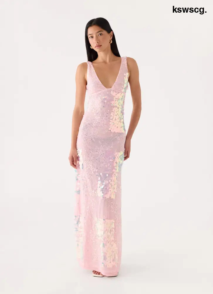 Erinah Sequin Maxi Dress - Pink - Maxi Dresses