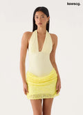 Indira Halter Mini Dress - Yellow - Mini Dresses