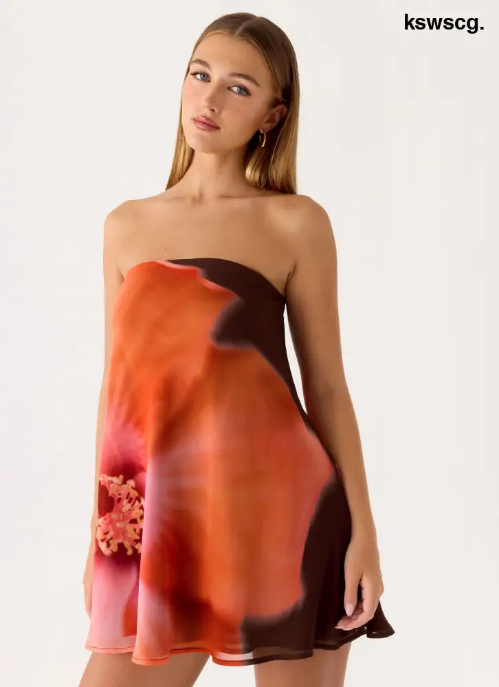 Marcita Mini Dress - Chocolate Blossom - Mini Dresses