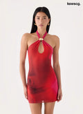 Montella Halter Mini Dress - Pink Violet Bloom - Mini Dresses