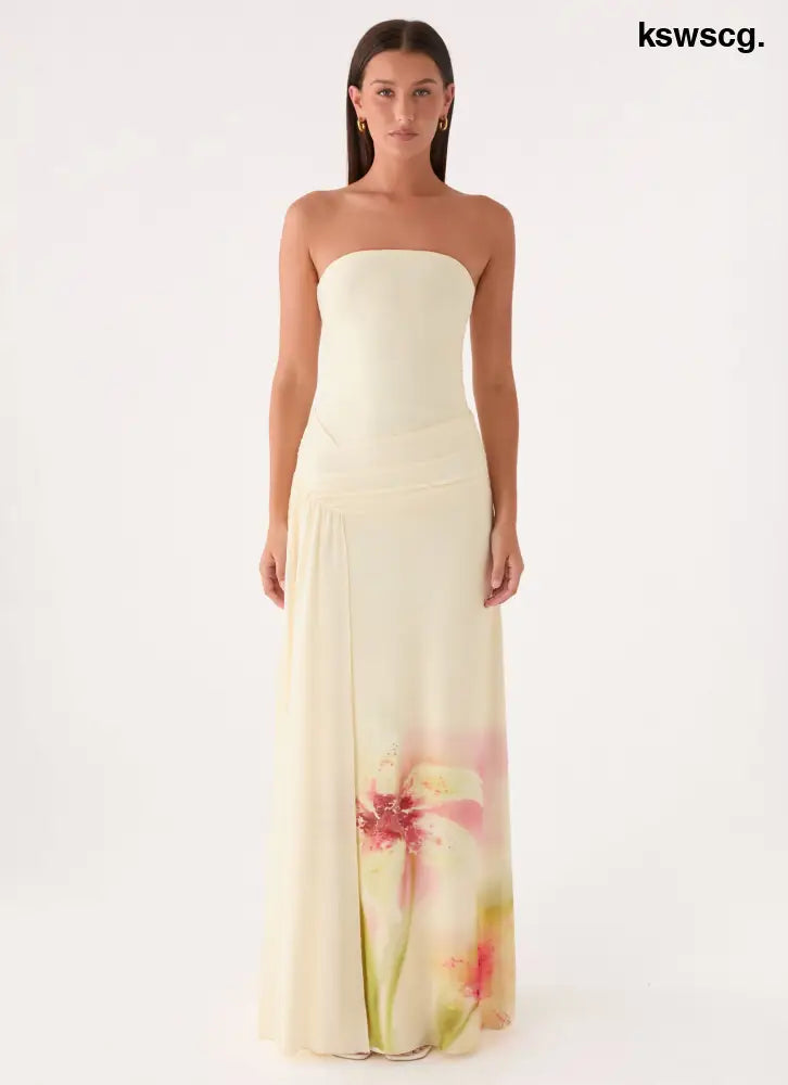 Palomar Strapless Maxi Dress - Soft Lily - Maxi Dresses