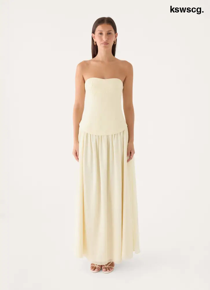 Pinky Up Maxi Dress - Butter Yellow - Maxi Dresses