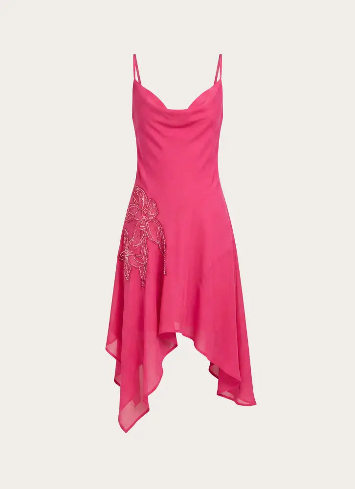 Pirama Beaded Midi Dress - Fuchsia - Midi Dresses