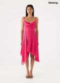 Pirama Beaded Midi Dress - Fuchsia - Midi Dresses