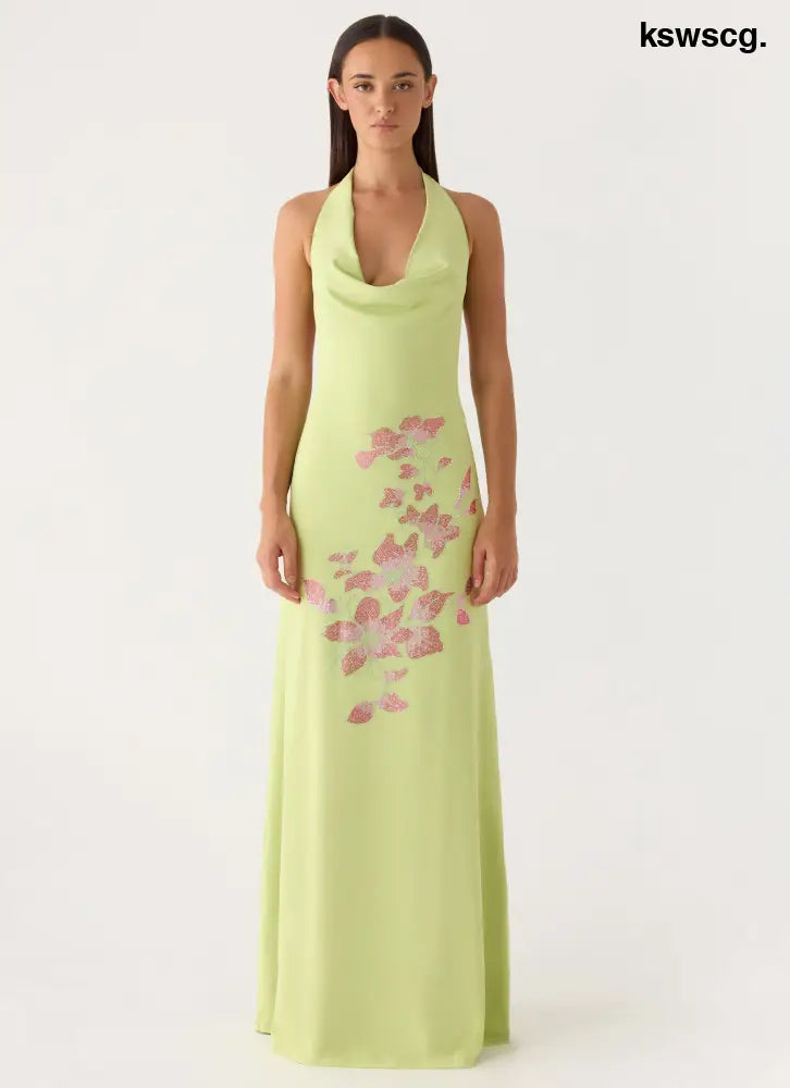 Quaresma Embellished Maxi Dress - Lime - Maxi Dresses