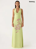 Quaresma Embellished Maxi Dress - Lime - Maxi Dresses